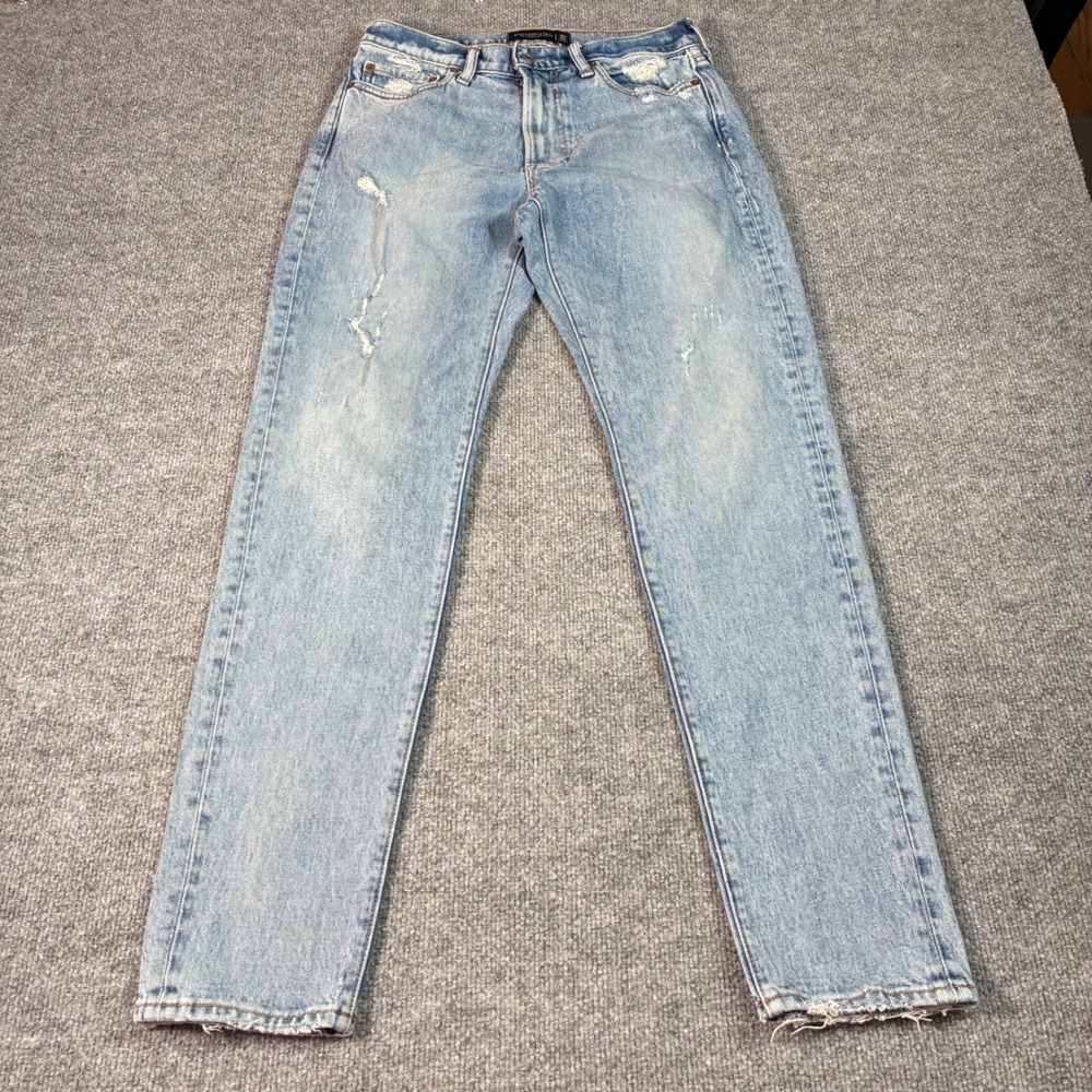 Abercrombie & Fitch 90s Slim Jeans Mens 30x32 Light Wash Ripped Vintage Stretch
